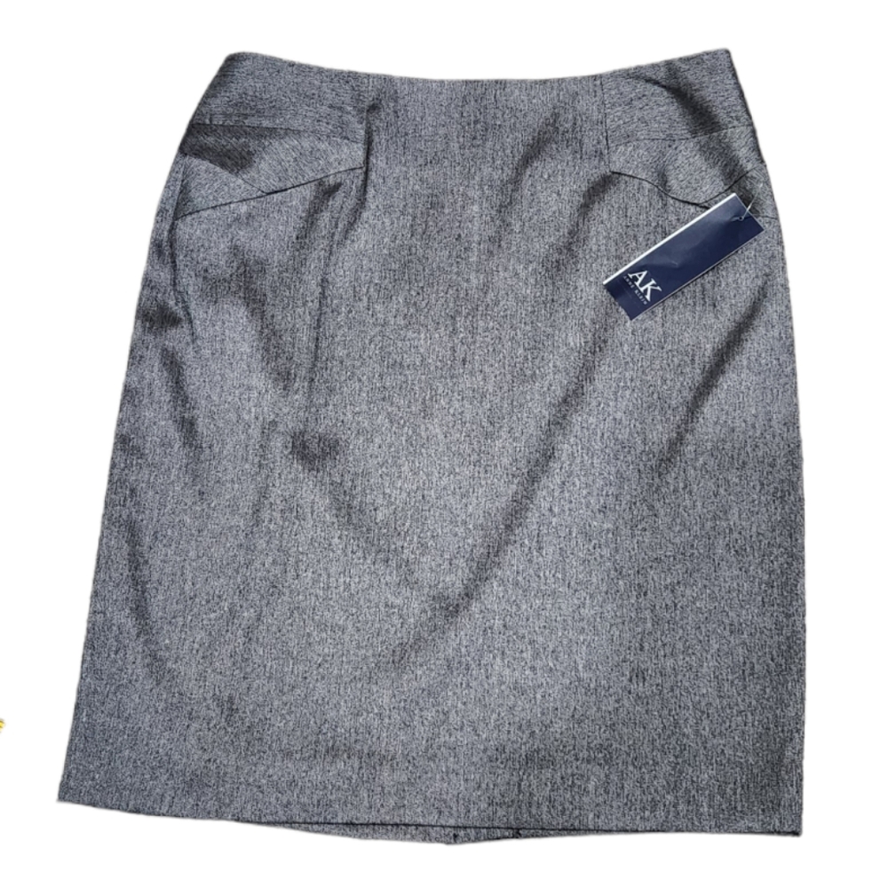 NEW AK Anne Klein Women's Pencil Skirt Gray Stretch Lined Career Workwear 8